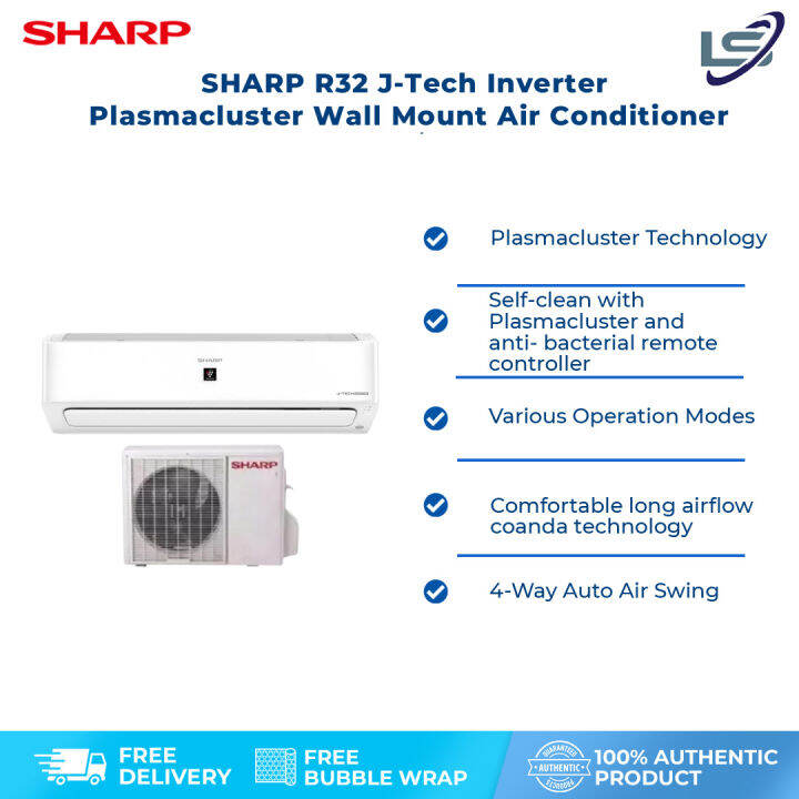 SHARP 1HP/1.5HP/2HP/2.5HP R32 JTech Inverter Plasmacluster Wall Mount
