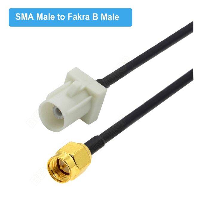 elbow-right-angle-sma-male-to-fakra-b-male-female-white-ral-9001-connector-rg174-cable-radio-antenna-extension-cord-rf-pigtail