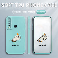 เคส Samsung A9 2018 case Cartoon Duck กล้องหน้าเต็มหน้าเต็ม Square Soft Silicone ฝาครอบหลังยางกันกระแทกป้องกัน