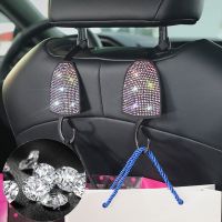 ✼ Bling Bling Car Back Seat Hidden Hook Headrest Hanger Luster Crystal Diamond Car Decor Accessories (2 pcs/Pack)