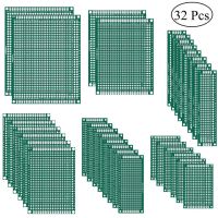 ต้นแบบบอร์ด PCB สองด้าน 32 ชิ้น ชุด 6 ขนาด Universal Printed Circuit Protoboard สําหรับโครงการบัดกรี DIY สําหรับ Arduino