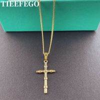 TIEEFEGO 24K Gold Necklace Religious Faith Cross Pendant Necklace for Women &amp; Men Jewelry Gifts Fashion Chain Necklaces