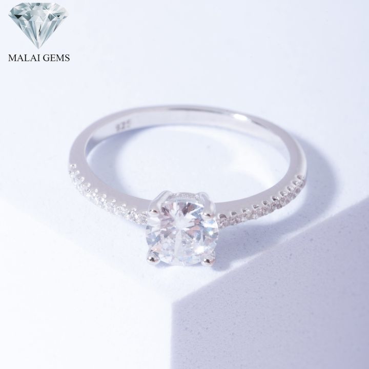 malai-gems-แหวนเพชร-เงินแท้-925-เคลือบทองคำขาว-ประดับเพชรสวิส-cz-รุ่น-221-r17239-a-แถมกล่อง-แหวนเงินแท้-แหวนเงิน-แหวน