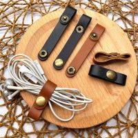 Multipurpose Desktop Phone Cable Winder Earphone Clip Charger Organizer Management Wire Cord Fixer Pu Leather Holder Organizer Cable Management