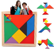 Đồ Chơi Trẻ Em Thông Minh Bộ Xếp Hình Trí Uẩn Tangram Bằng Gỗ Nhiều Màu