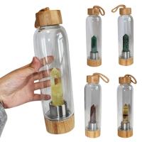 Natural Crystal Column Gemstone Energy Healing Glass Water Bottle Cup Drinkware bola de agua glass bottle