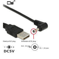 ปลั๊กไฟ DC USB แปลงเป็น3.5*1.35มม. Dc 3.5*1.35มม. สีดำ L รูปร่างแจ็คมุมขวาพร้อมขั้วต่อสายไฟสายเคเบิล2A 1ม. 3ft