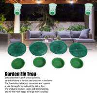 4 pcs กลางแจ้ง Fly Trap นำกลับมาใช้ใหม่ได้แขวน Fly Trap กรงสุทธิพร้อมถาดเหยื่อสำหรับ Garden Farm Orchard