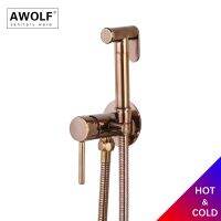 Awolf Hot and Cold Bidet Toilet Shower Rose God Hygienic Shower Solid Brass Bidet Sprayer Mixer Douche Kit анальный душ AP2238