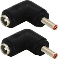 2pack DC 3.5x1.35mm Male 90 Degree Angle to DC5.5x2.1mm Female Adapter 5 Volt DC Barrel Power Jack Charging Cable Connector