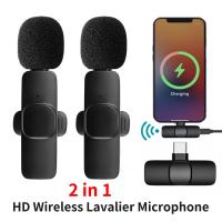 2-in-1 wireless lavalier microphone portable microphone audio video recording suitable for iPhone C-type live streaming