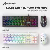 ไฟ T3RGB ฉลามโจมตีแป้นพิมพ์และเมาส์กลไร้สายสำหรับเกมและสำนักงานชุดอุปกรณ์เล่นเกมแล็ปท็อป