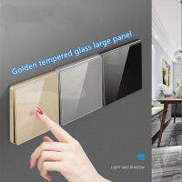 【DT】hot！ 250V 1/2/3/4gang 1/2way 86x86MM Classic golden mirror tempered glass wall switch xms6