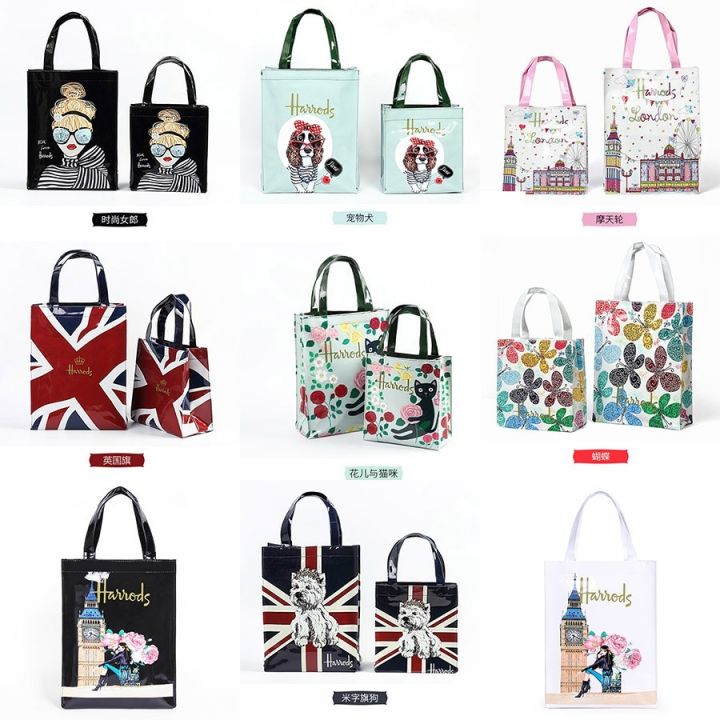 harrods-european-style-british-flower-cat-waterproof-pvc-shopper-bag-waterproof-handbag