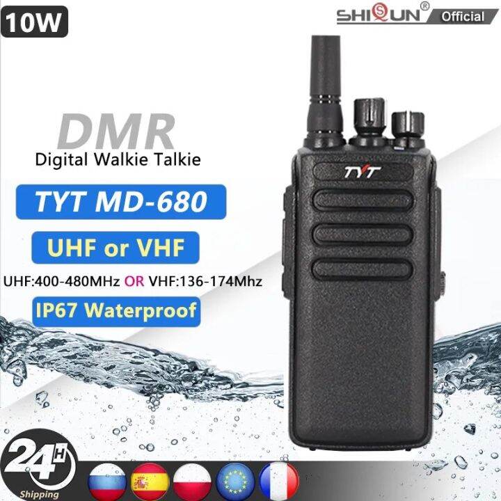 10W TYT MD 680 Walkie Talkie IP67 Waterproof TDMA Digital Radio VHF 136 174Mhz UHF 400 480MHZ