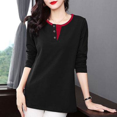 2022 Spring New Fashion Plus Size T Shirt Woman O Neck Long Sleeve T-shirt Woman Korean Style Oversized Shirt Women Shirts