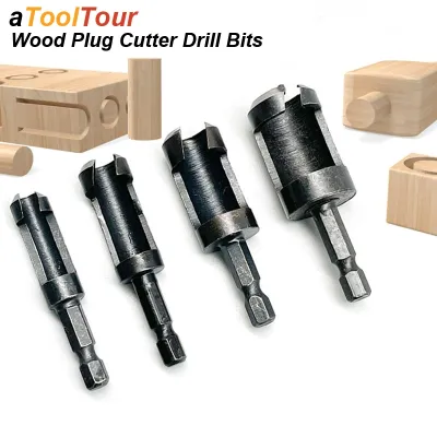 Wood Plug Cutter Drill Bit Set Straight Hole Saw Opener Router Boring Tool Tenon Deep Cork Knife Hex Shank Carpentry Woodworking