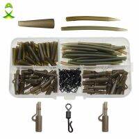 JSM 120pcs Carp Fishing Accessories Tackle Anti Tangle Sleeves Tail Rubbers Safety Lead Clips Quick Change Swivels Set With Box