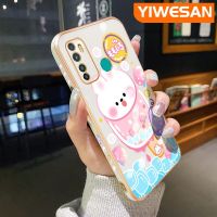 YIWESAN เคสสำหรับ Infinix Hot 9 Pro เคส X655C ลายการ์ตูนรูปกระต่ายทำน้ำแข็งดีไซน์ใหม่บางเคสโทรศัพท์ชุบหรูหราลวดลายสุดสร้างสรรค์เคสป้องกันเลนส์กล้องนิ่มคลุมทั้งหมดกันกระแทก