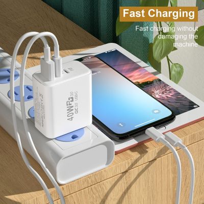 Qc3.0 Wall Charger Adapter Fast Charging Head Usb Charge Portable Travel Charging Dual Pd Usb Type C Durable Wall Chargers