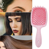 Curved Vent แปรงผมแปรงนวดหนังศีรษะ Paddle Detangling Brush Styling Tool สำหรับเป่าผมแห้งเร็ว สีชมพู