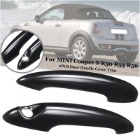 ตกแต่งขอบฝาครอบที่จับประตูอัตโนมัติรถยนต์สีดำ2X สำหรับ BMW MINI Cooper S R50 R56 R53