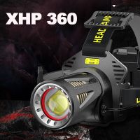 XHP360โคมไฟตกปลากำลังไฟสูงไฟ18650 LED แคมป์แบตสำรองเดินป่า