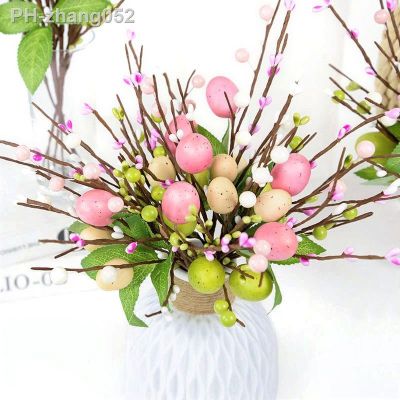 Easter Artificial Egg Flower Foam Egg Tree Branch Fake Plant Room Table Ornaments Easter Decoration 2023 Home Party Supplies