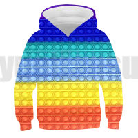 3D Print Anime Oversized Pullover Rainbow Bubble Hoodies Kids Streetwear Children Tops Pop Fidget Unisex Sweatshirt Teenager