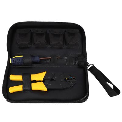 Wire Crimper Set Decrustation Engineering Ratchet Terminal Crimping Plier Electrical Hand Tool With Screwdriver 4 Spare Terminals