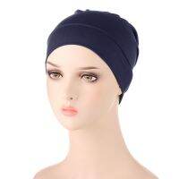 【YF】 New Womens Summer Muslim Turban Cotton Elastic Solid Hijabs Cancer Chemo BeaniesHeadscarf Caps Headwrap Hair Accessories A40