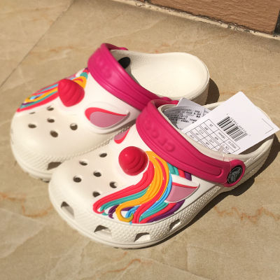 New style รุ่นใหม่ Croc รองเท้าแตะเด็กรองเท้าเด็กผู้หญิงรองเท้าเจ้าหญิงยูนิคอร์นรองเท้าชายหาดฤดูร้อน 207073