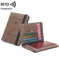 RFID วินเทจธุรกิจหนังสือเดินทางครอบคลุมผู้ถือ Multi-Ftion ID บัตรธนาคารผู้หญิงผู้ชายหนัง PU กระเป๋าสตางค์กรณีอุปกรณ์การเดินทางใหม่