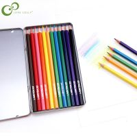 12Pcs Iron Box Colored Professional Drawing Pencils Children Drawing Learning Tools Art Sketch Painting  Oil Pencils WYW Drawing Painting Supplies