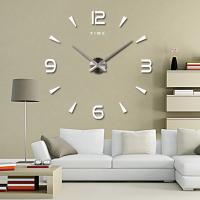 ZZOOI Large Wall Clock Quartz 3D DIY Big Watch Decorative Kitchen Clocks Acrylic Mirror Sticker Oversize Wall Clocks Home Letter Decor