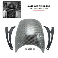 ☼❇♞ Fit For Trident 660 Trident660 2021 2022 Motorcycle Aluminum Wind Screen Shield Deflector with Bracket Windshield Carbon look