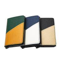 Bycobecy 2021 Mixed Color Pu Leather Aluminum Card Wallet RFID Card Holder Travel Card Case Patchwork Slim Mini Purse