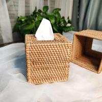 Bathroom Wood Facial Napkin Organizer Box Rattan Tissue Box