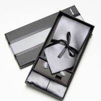 2019 Fashion Wide Tie Sets Men 39;s Neck Tie Hankerchiefs Cufflinks 10 colours Box gift polyester handmade