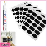 XIJIBAN 90pcs/set กันน้ำ เครื่องเทศ กระดานดำ ปากกามาร์กเกอร์ แท็กขวด สติ๊กเกอร์ฉลาก ป้ายกระดานดำ