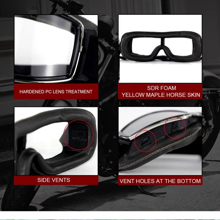 แว่นตากันลมสำหรับขี่มอเตอร์ไซค์-สากลกลางแจ้ง-windproof-วินเทจรถจักรยานยนต์แว่นตาหมวกกันน็อครถมอเตอร์ไซด์แว่นตา-universal-vintage-motorcycle-goggles