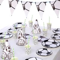 Football Theme Disposable Tableware Set Sport Boy Birthday Party Baby Shower Cake Deco Supplies Soccer Pattern Cup Plate Straw