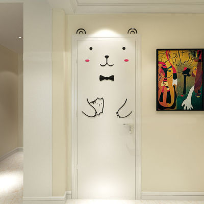 สติกเกอร์ติดประตูลายการ์ตูนหมีน่ารักสุดสร้างสรรค์,สติกเกอร์ตกแต่งประตูกระจกห้องนอนห้องเด็ก