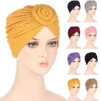 [HOT 2023] ผู้หญิงสีทึบผม Turban หมวกหญิงหมวกชาวมุสลิม Bonnet ดอกไม้ Knot ปลอกหุ้มหัวไม้กอล์ฟ Night หมวก Lady ที่คาดผมแบบผ้าอุปกรณ์เสริม