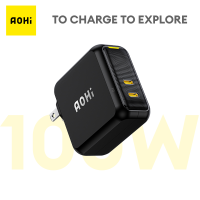 AOHI Magcube เครื่องชาร์จ USB C เครื่องชาร์จ GaN 100W พร้อมสายจอแสดงผลดิจิตอล 100W 1.2 ม. USB-C ถึง USB-C สำหรับแท็บเล็ต MacBook Pro Air การชาร์จอย่างรวดเร็ว USB Type C