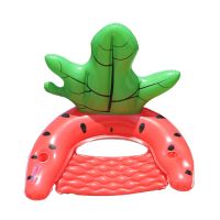 U Shaped PVC Watermelon Air Mattress Thickened  Fashionable Swimming Chair with Drink Holder for Kids Adults Summer Pool Toys Balloons