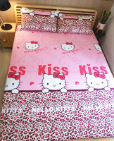 Bed sheet ผ้าปูที่นอนลายคิตตี้ Kitty มีครบ3อย่าง (ผ้าปูที่นอน1+ปลอกหมอน2)ลายการ์ตูนสุดฮิต ผ้าปูนอน6ฟุต ผ้าปูนอน5ฟุต ผ้าปูนอน3.5ฟุต