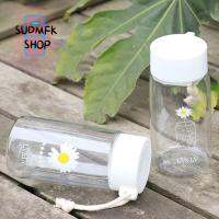 SUDMFK ด้วยเชือกแบบพกพา ปลอดสาร BPA โปร่งใส 500ml สร้างสรรค์ ดอกเดซี่ขนาดเล็ก ขวดน้ำ ถ้วยชา เครื่องดื่ม เครื่องมือเดินทาง