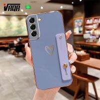 VRQR 2023รูปแบบใหม่สำหรับ Samsung S21 S22 S23 + Plus S21 S22 S23 ULTRA S21 S22 Pro เป็นพิเศษเคสสายรัดข้อมือกรอบสุดหรูชุบลายรักปลอกนิ่ม S23 FE