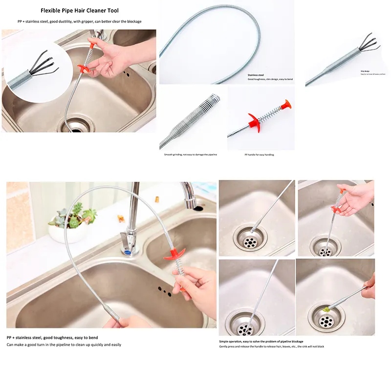 1pc 60cm Long Handle Drain Cleaning Tool, Creative Hair Clog Removal Cleaner  For Household